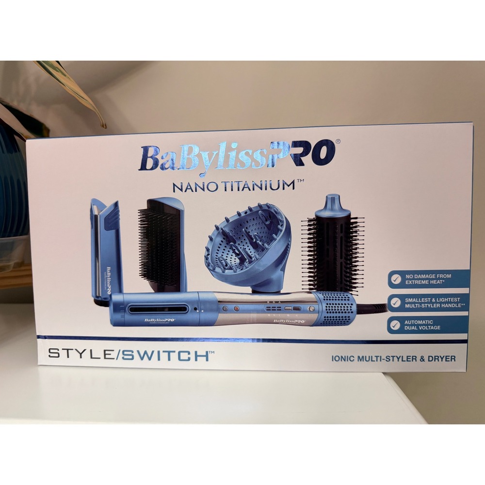 BaBylissPRO Nano Titanium Style/Switch Multi-Styler Dryer Women OS Blue NWT